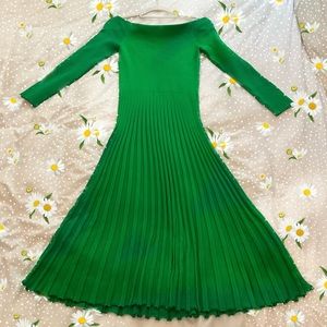 Ralph Lauren Purple Label Off The Shoulder Knit Green Midi Dress
